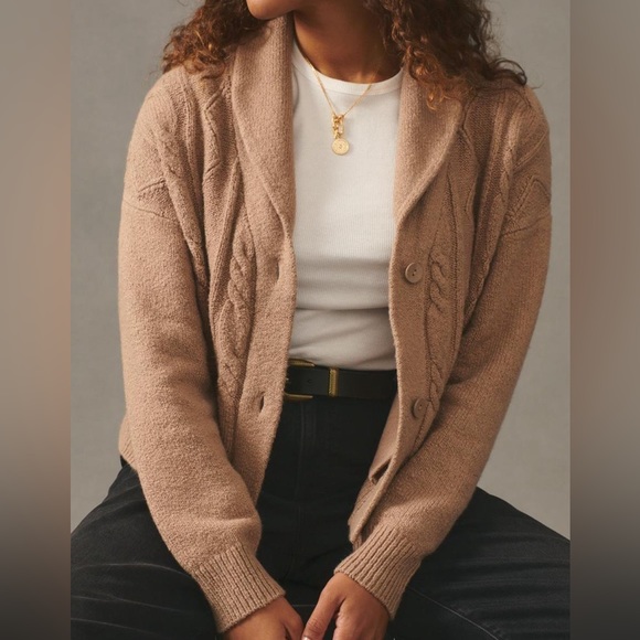 Pilcro Cropped & Collared Cable-Knit Cardigan Sweater - Picture 10 of 10